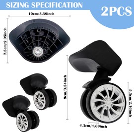 YOLUFER 360 Degree Swivel Wheel Replacement Luggage Travel Suitcase Wheels Suitcase Wheel Replacement Swivel (Pair)