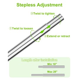 LOMILD Closet Rod for Hanging Clothes, 18 to 28 Inches Adjustable Clothes Rod for Closet, Silver