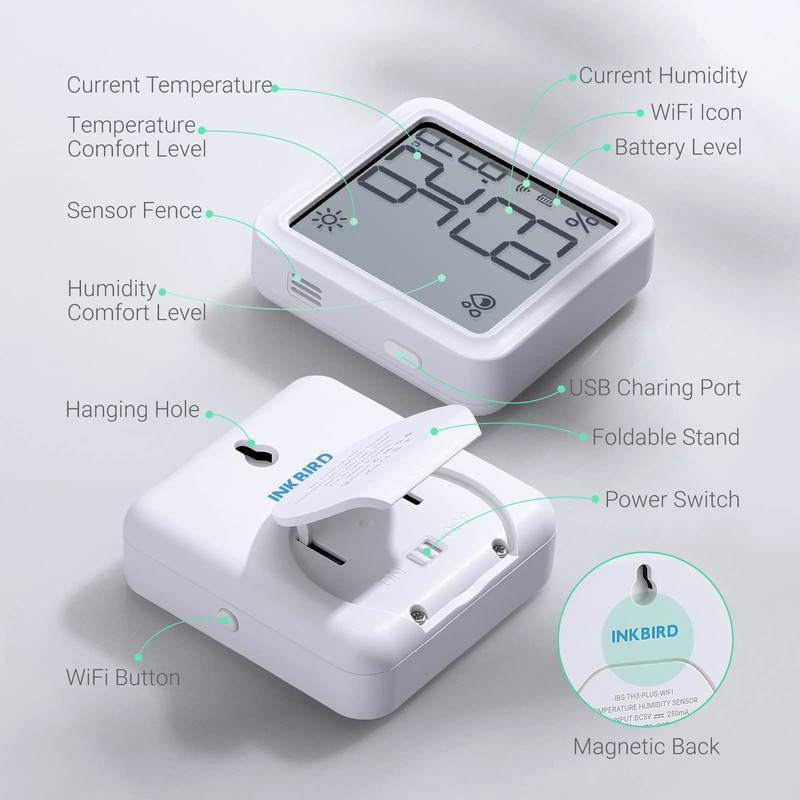 INKBIRD IBS-TH3-PLUS WiFi Thermometer Hygrometer Monitor, Indoor Temperature Humidity Sensor