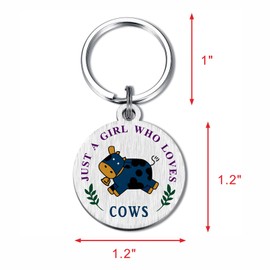 Emideary Just A Girl Who Loves Cows - Cow Animal Lovers Gifts for Teen Girls Kids Women - Engraved Cows Keychain Décor