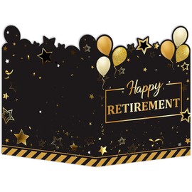 HYmoso Large Retirement Party Card Oversize Cardboard Custom Card Happy Retirement Giant Guest Book Black Gold Jumbo Farewell Card for Men Women Retirement Party Supplies Decorations