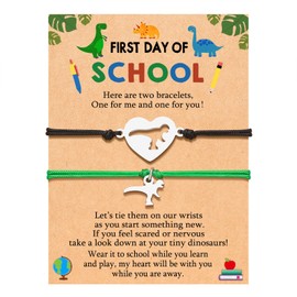 Back to School Bracelet Mommy and Me Mother Son Bracelet Dinosaur Back to School First Day of School Bracelets for Mom and Son Boys Back To School Gifts for Boys Son