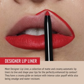 Runway Rogue Designer Liner Lip Pencil, Matte Classic True-Red Lip-Liner Pencil and Lip-Liner Sharpener, ‘Statement Piece’