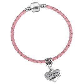 Granddaughter Girls 15cm Pink Leather Starter Charm Bracelet with Gift Box Birthday Gifts for Girls Birthday Jewellery for Girls 3rd 4th 5th Age 3 Age 4 Age 5 Birthday Gifts