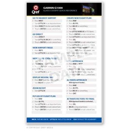 Garmin G1000 (WAAS & Non-WAAS) Qref Card Checklist (Qref Avionics Quick Reference)