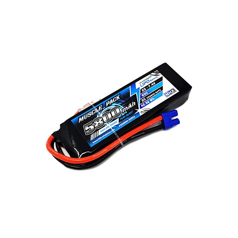 NHX Muscle Pack 2S 7.4V 5800mAh 60C Lipo Battery w/