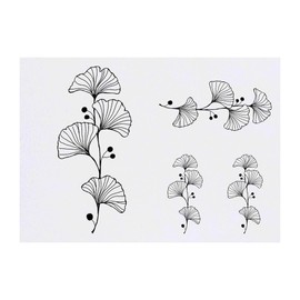 4 x 'Ginkgo Biloba Leaf' Temporary Tattoos - Water Resistant, Skin-Safe, Non-Toxic Transfers, Mixed Sizes (TO00072416)