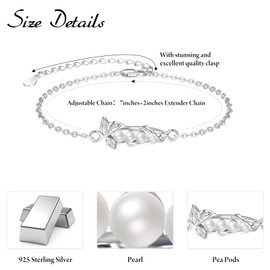 Palpitate 3 Peas Pod Bracelet Pearl Bracelets Mother Jewelry Gift for Mom Bracelet Anniversary Birthday jewelry Gifts for Women Mom Daughter, Medium, Sterling Silver, no gemstone
