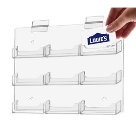 Marketing Holders Slatwall Business Card Holder 9 Pocket Clear Acrylic Organizer for 3.5" x 2" Contact or Appointment Cards in Doctors and Dental Offices