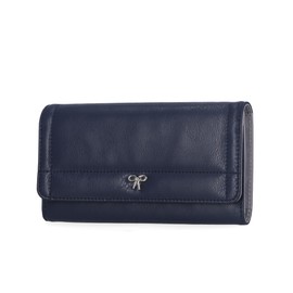 Mundi File Master Womens RFID Blocking Wallet Clutch Organizer With Change Pocket, Navy (Bar)