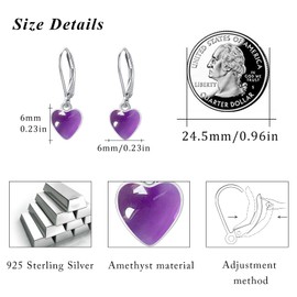 Amethyst Dangle Earrings 925 Sterling Silver Women Hoop Earrings Hypoallergenic Amethyst Minimalism Earrings Jewelry