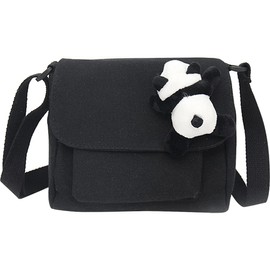 Highawk Panda Plush Outing Bag, Cross-body Mini Pouch, Pochette, Lightweight, Shoulder Bag, Cute, Small Storage for Girls, black b
