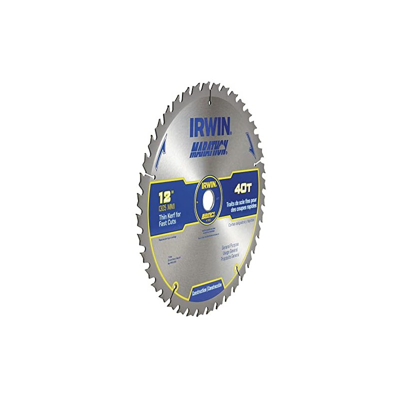 IRWIN Tools MARATHON Carbide Table/Miter Circular Blade, 12-Inch, 40T (14080)