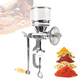 ZERNEIL 17oz Manual Grain Mill Grinder Stainless Steel Flour Maker Wheat Grain Nut Mill Grinding Machine, Hand Crank Corn Grinder for Grains, Corn, Beans