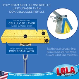 Lola Products Cellulose SqueezeMatic Butterfly Sponge Mop Refill, 9", Replacement Head, Floor Cleaning, Comparable w/Quickie Type S Sponge Mop Refill