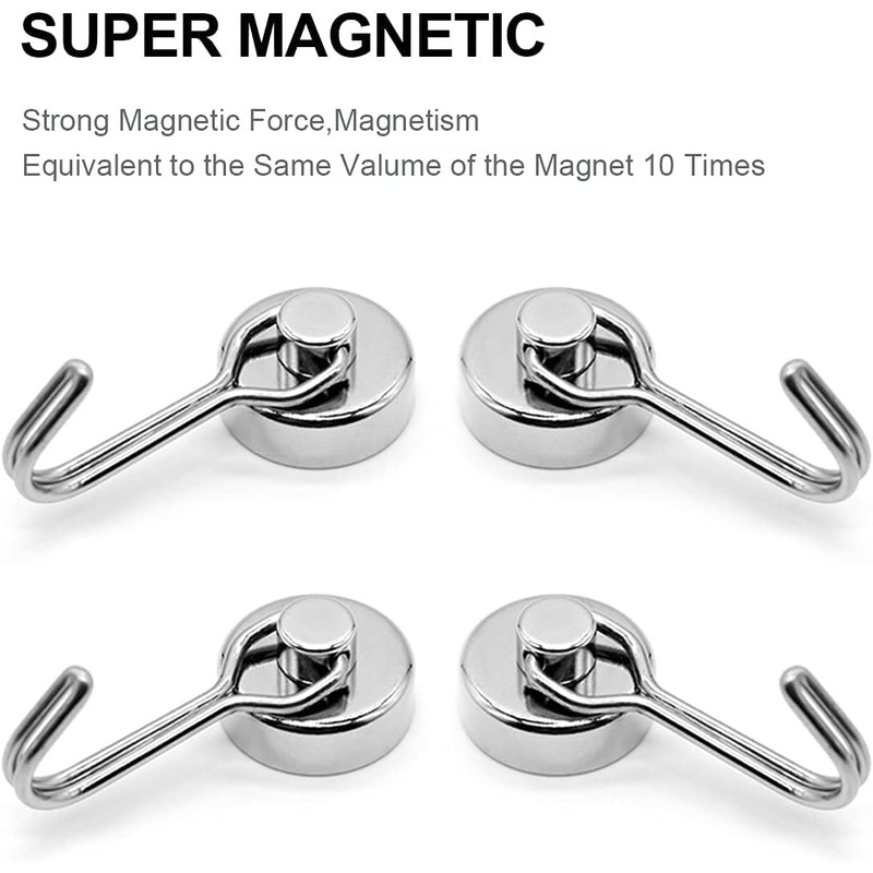 XOPOZON 4 Pack Magnetic Hooks, Pull Extra Strong Neodymium Magnet