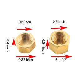YHXiXi 4pcs Brass Pipe Caps with Rubber Washers 3/8 inch NPT Female Pipe Plugs Hex Threaded Head Caps Male End Caps Gas Line Caps Plumbing Pipe Fittings Thickened and Regular Models