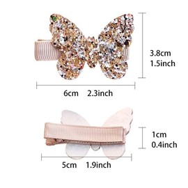 2Pcs Gold butterfly,New Glitter Gold Bows Hair Clip For Girls,Bling Sequin Bow Baby Care Clips,Hair Accessories for Baby Toddler Young Kids School Age Girls Gifts,Hair Accessories Decoration