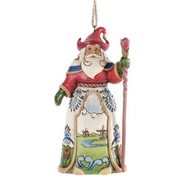 Jim Shore Heartwood Creek Dutch Santa Stone Resin Hanging Ornament, 4.5” for Christmas