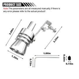 Exhaust Whistle, Aluminum Alloy Sound Whistle Exhaust Muffler Sound Booster, Car Roar Maker Tail Pipe Whistle, Car Blow off Valve Tip Simulator Whistler (Silver, XL)