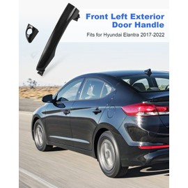 JUQAFY Exterior Door Handle Fit for Hyundai Elantra 2017 2018 2019 2020 2021 2022 Front Left Driver Side Black