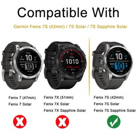 Suoman 3+2 Pack for Garmin Fenix 7S 42mm Screen Protector and Charger Port Protector,Anti-Dust Plugs+Tempered Glass Ultra-thin Screen Protector for Garmin Fenix 7S / 7S Solar 42mm Smartwatch