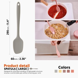Platinum Silicone Spatula – BPA Free Silicone Spatula for Cooking – Heat Resistant Cooking Utensils for Non Stick Pans – One-Piece Spoonula for Baking, Mixing & More – Kitchen Scraper 11.4” Gray