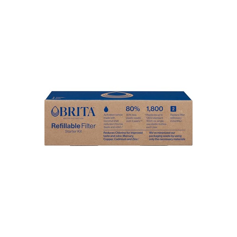 Brita Refillable Filter Starter Kit for Pitchers and Dispensers, BPA-Free,