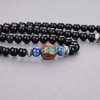 coai® 108 Beads Multilayer Blue Kyanite and Obsidian Malas Prayer