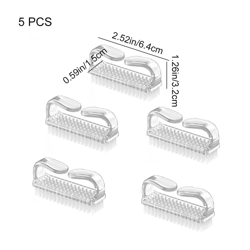 5 Pcs Nail Brushes For Cleaning Nails Transparent Nail Dust