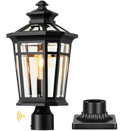 OPAXIS Large Dusk to Dawn Outdoor Post Light, 20''H Black Outdoor Pole Light Fixtures, Anti-Rust Exterior Post Lantern Light with Pier Mount Base, 100% Aluminum Lamp Posts Outdoor Lighting, Hardwired