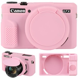 Supmay Camera Case for Canon Powershot G7 X Mark II Digital Camera, Soft Silicone Protective Bag Removable Lens Cover, Silicone Cover Rubber Soft Camera Case, Pink