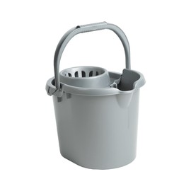 16L Mop Bucket with Wringer Heavy Duty Strong Durable Plastic Mop Buckets Carry Handle Pouring Spout Removable Wringer for Floor Cleaning Bucket for Home, Office, Domestic and Commercial- Silver