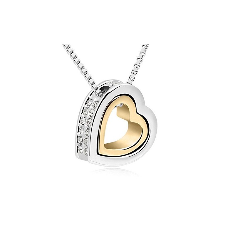 Bungsa Women's Necklace 45 cm Silver Gold Heart Necklace with