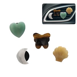 ORIESSE 4pcs Boho Car Air Freshener Vent Clips Moon Seashell Heart Butterfly Natural Stone Vent Clips Car Accessories Car Decor for Women Best Wishes for Lover Friends