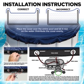 18 ft Round Pool Cover for Above Ground Pools, Above Ground Pool Cover, Swimming Pool Cover, Winter Pool Cover, Keeps Out Debris, Cold and UV Resistant, Supreme Mesh, Navy Blue