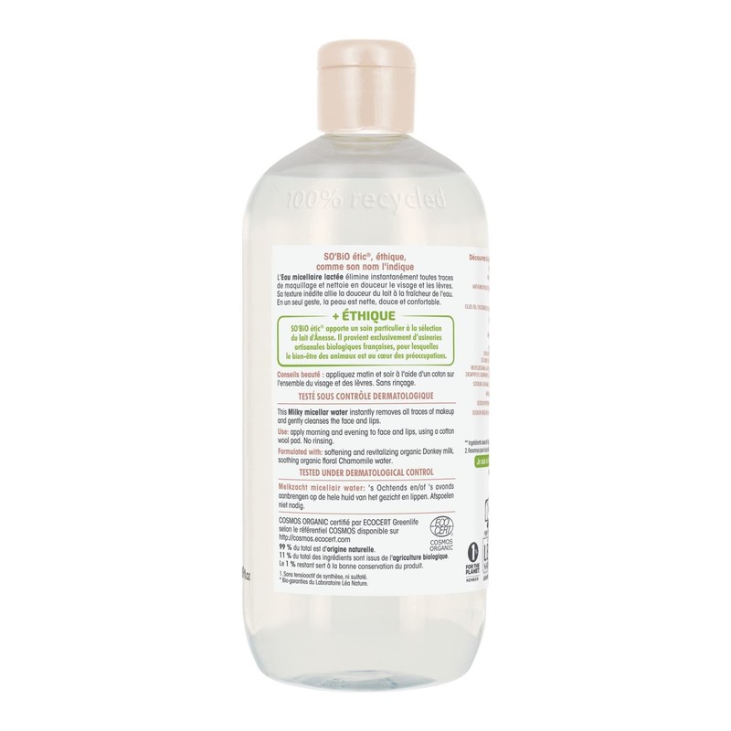 SO'BiO étic Mon Lait D'Anesse Cosmos Organic Micellar Water 500