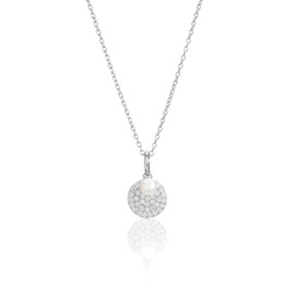 Desotos 2VNADESOJ-NL-0093 Women's Necklace 45 cm Pearl Pendant Necklace 925 Sterling Silver Rhodium-Plated, Sterling Silver, No Gemstone