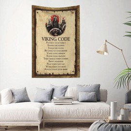 CEUFOUE Viking Motivational Wall Art Tapestry - Inspirational Quotes - Bedroom or Living Room - 60x40 Inches