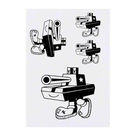 4 x 'Tank Boy' Temporary Tattoos - Water Resistant, Skin-Safe, Non-Toxic Transfers, Mixed Sizes (TO00000623)