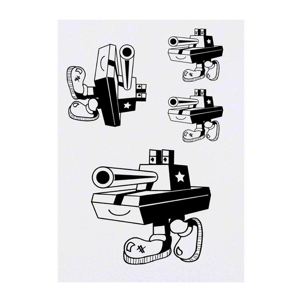 4 x 'Tank Boy' Temporary Tattoos - Water Resistant, Skin-Safe,