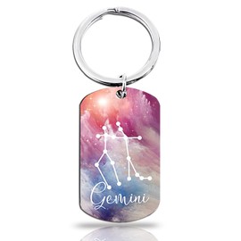 OEHEDOU 12 Constellation Keychain Gift Zodiac Astrology Gifts Birthday Gifts For Women Men Adults Boys Girls Horoscope Lovers, Gemini(05/21-06/21), Small