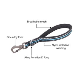 DONGKER Short Dog Lead, 32 cm, Reflective Short Dog Lead, Recall Lead with Metal Clip and Soft Padding for Training Large / Medium Dogs