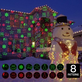 Christmas Laser Lights, Christmas Lights Projector Outdoor Christmas Decoration, Led Decorative Projector, Remote Control, 8 Patterns Decorative Light for Outdoor Indoor, Xmas, New Year, Yard, Patio