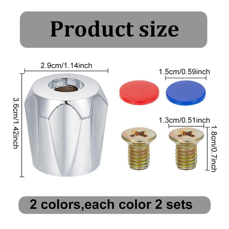 GOMAKERER 4 Sets 2 Colors Alloy Faucet Handles, Hot and