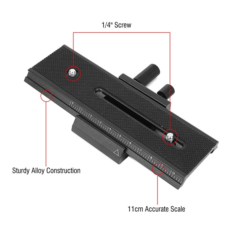 2 Way Macro Focusing Rail Slider with 1/4" Mounting Screw