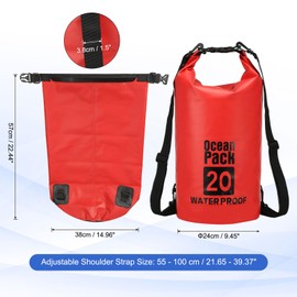 YELARXI Waterproof Dry Bag, 20L Fit for Women Men Water Proof Bags Lightweight Dry Storage Floating Backpack with Whistle for Travel Backpacking Boating Kayaking Camping (Red)