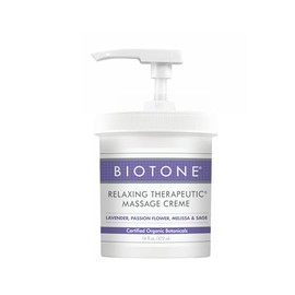 BIOTONE Relaxing Therapeutic Massage Crème, Soothes Skin, Promotes Relaxation, Lavender and Organic Botanicals, Versatile, Optimum Workability (16 Oz)