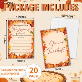 20 Thanksgiving Party Invitations With Envelopes - There Is Always Something To Be Thankful For - Fall Friendsgiving Dinner Fill In Style Invites 4" X 6" Cards Seasonal Parties or Events Supplies -A02