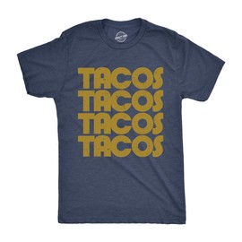 Mens Tacos 3X T Shirt Funny Retro Tee for Guys with Cool Vintage Design Navy 3XL